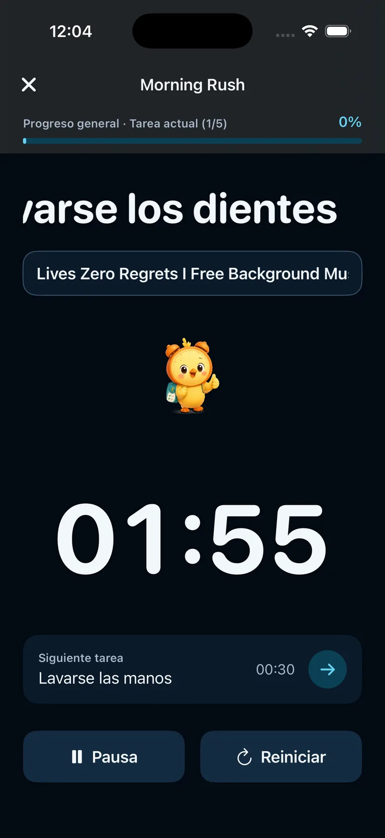 Temporizador de tarea de Morning Rush en iOS