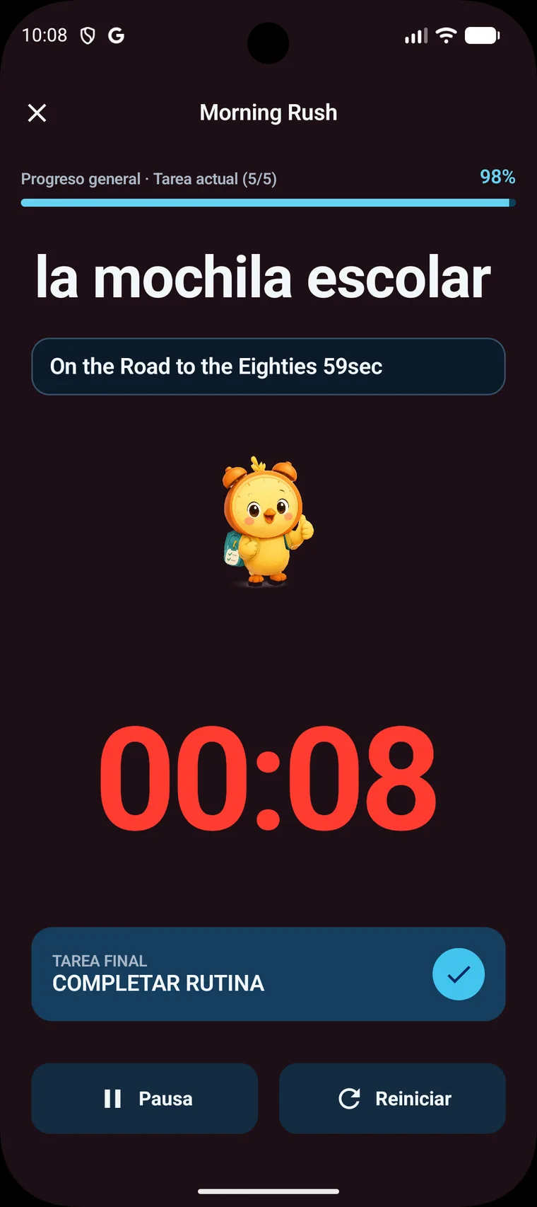 Guía para la siguiente tarea en Morning Rush para Android