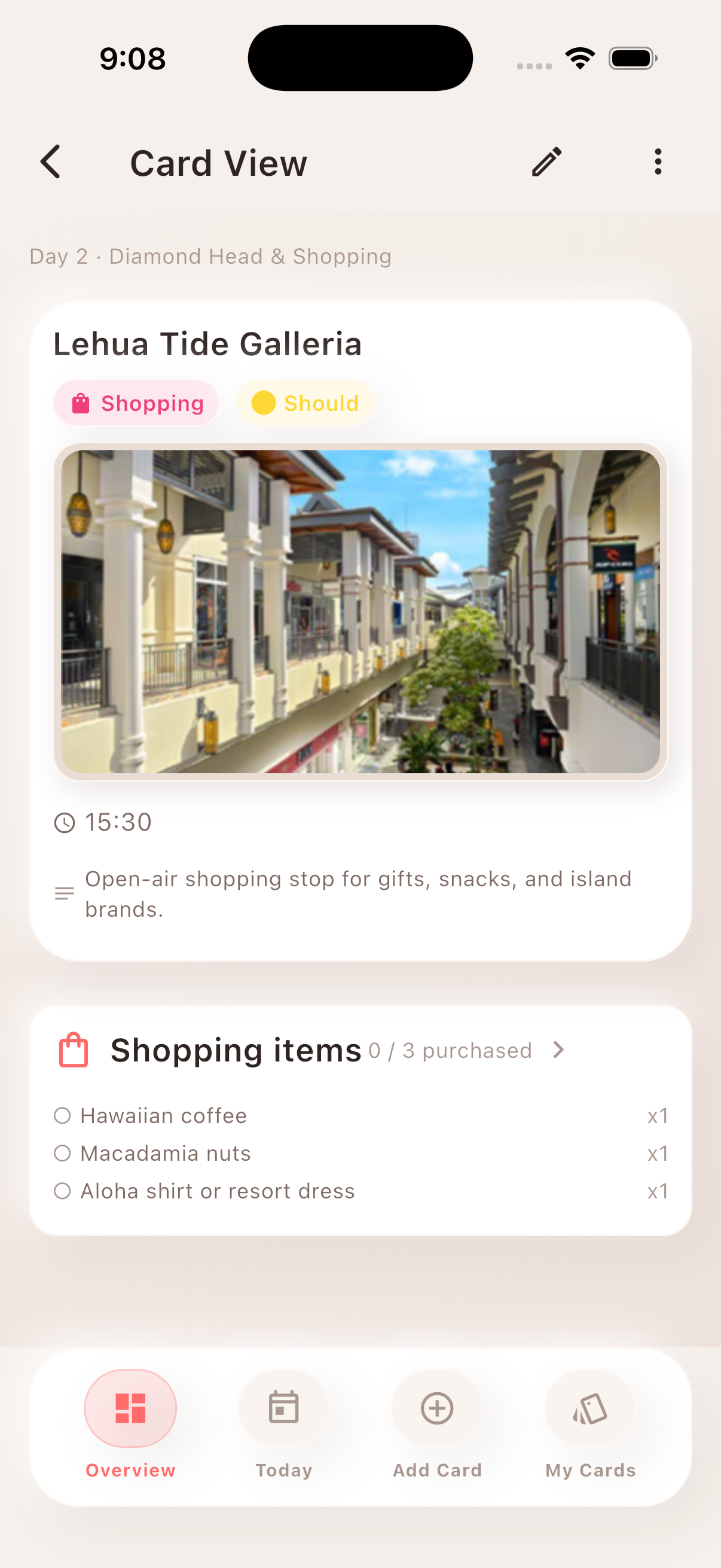 Country travel information guide screen